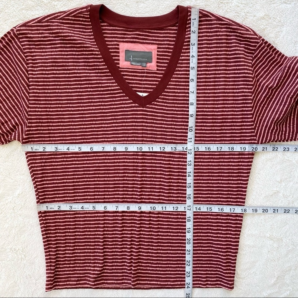 Anthropologie ribbed pink marois Hannah v neck top 70’s 80’s inspired small - Picture 6 of 14